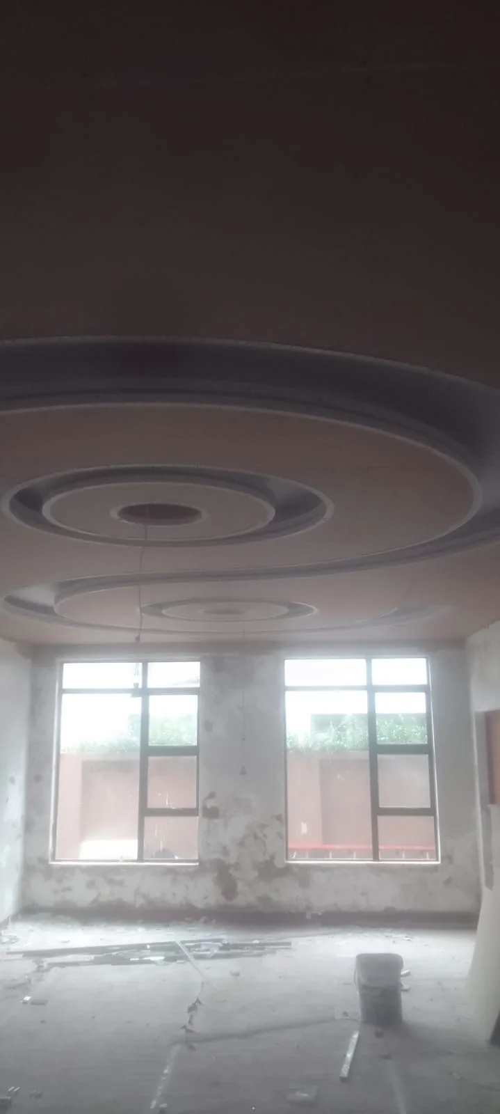 Circular ceiling design in progress by Z J Ceiling and Kitchen Masters