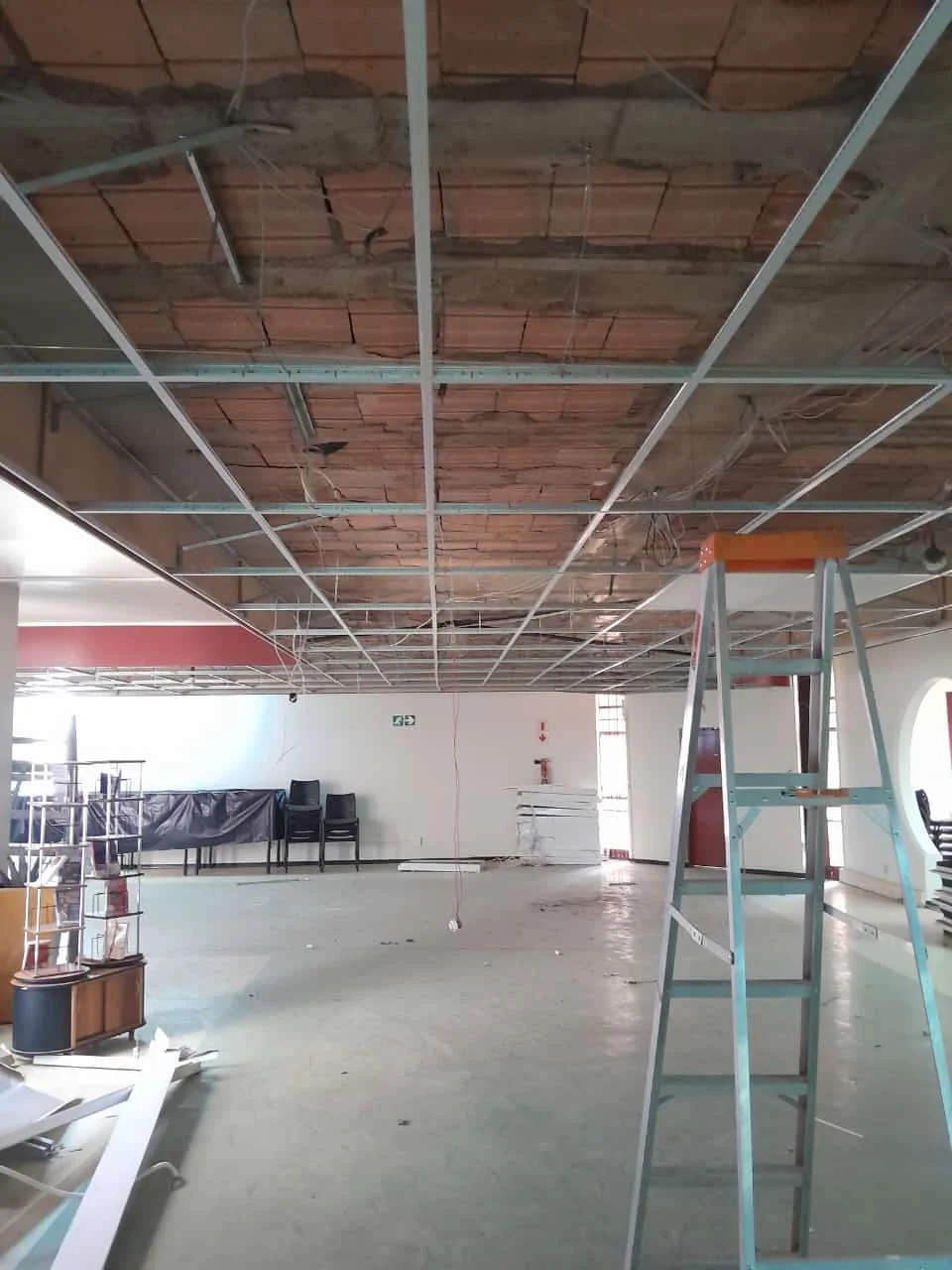 Ceiling framework installation by Z J Ceiling and Kitchen Masters
