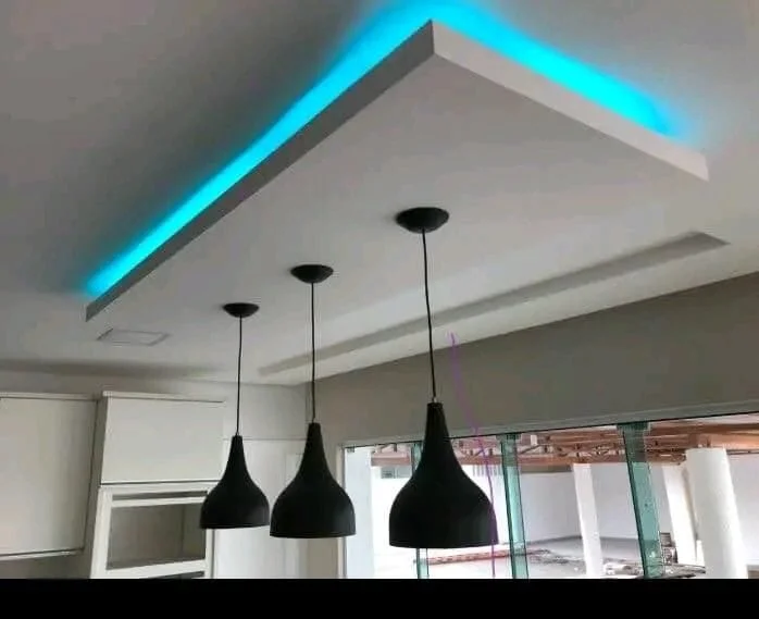Kitchen island ceiling feature by Z J Ceiling and Kitchen Masters