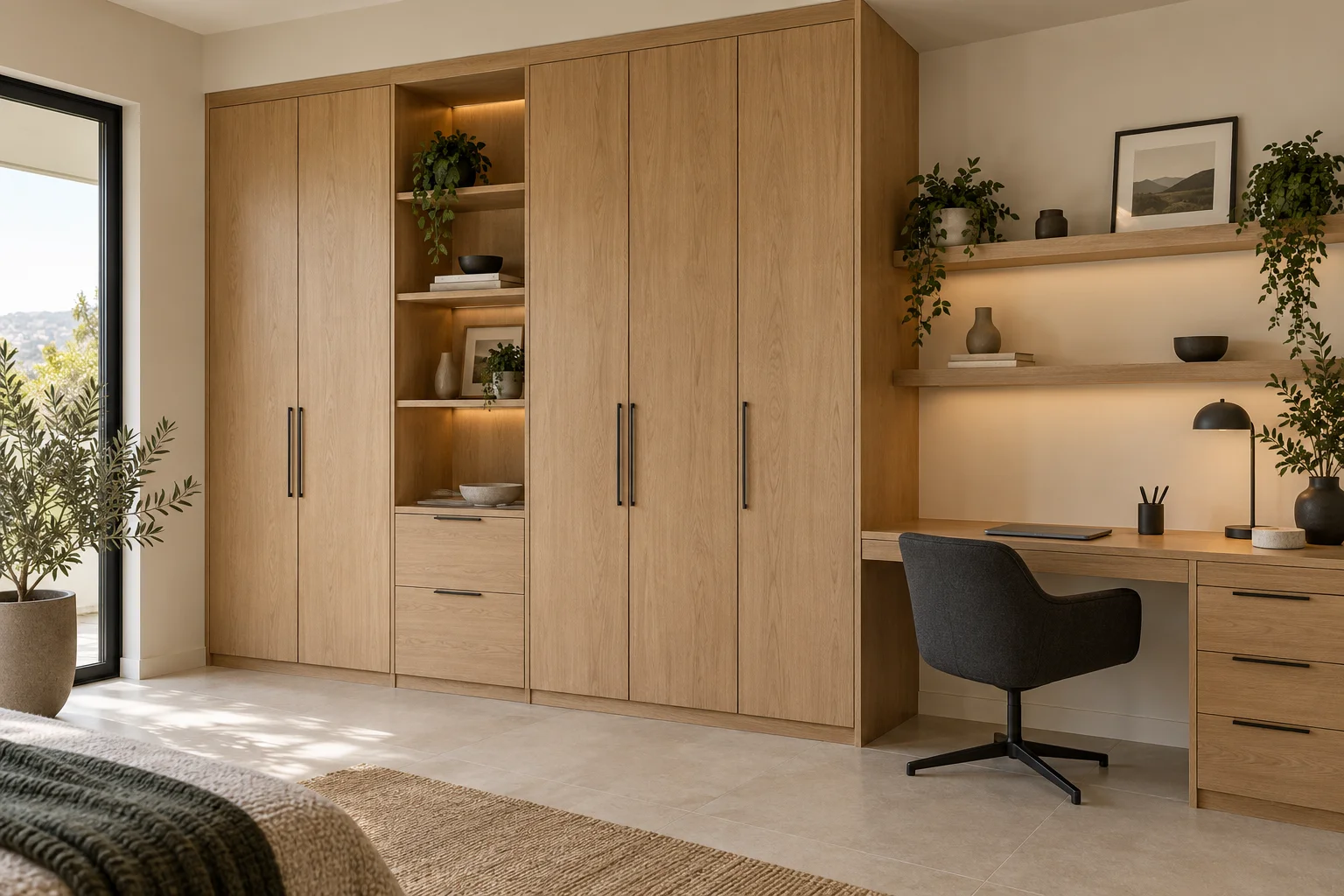 AI-generated Wardrobe and office desk concept